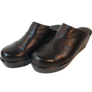 Women's Black Mule Clogs. Slip-on. Wedge Heel. Size EU 40 US 9